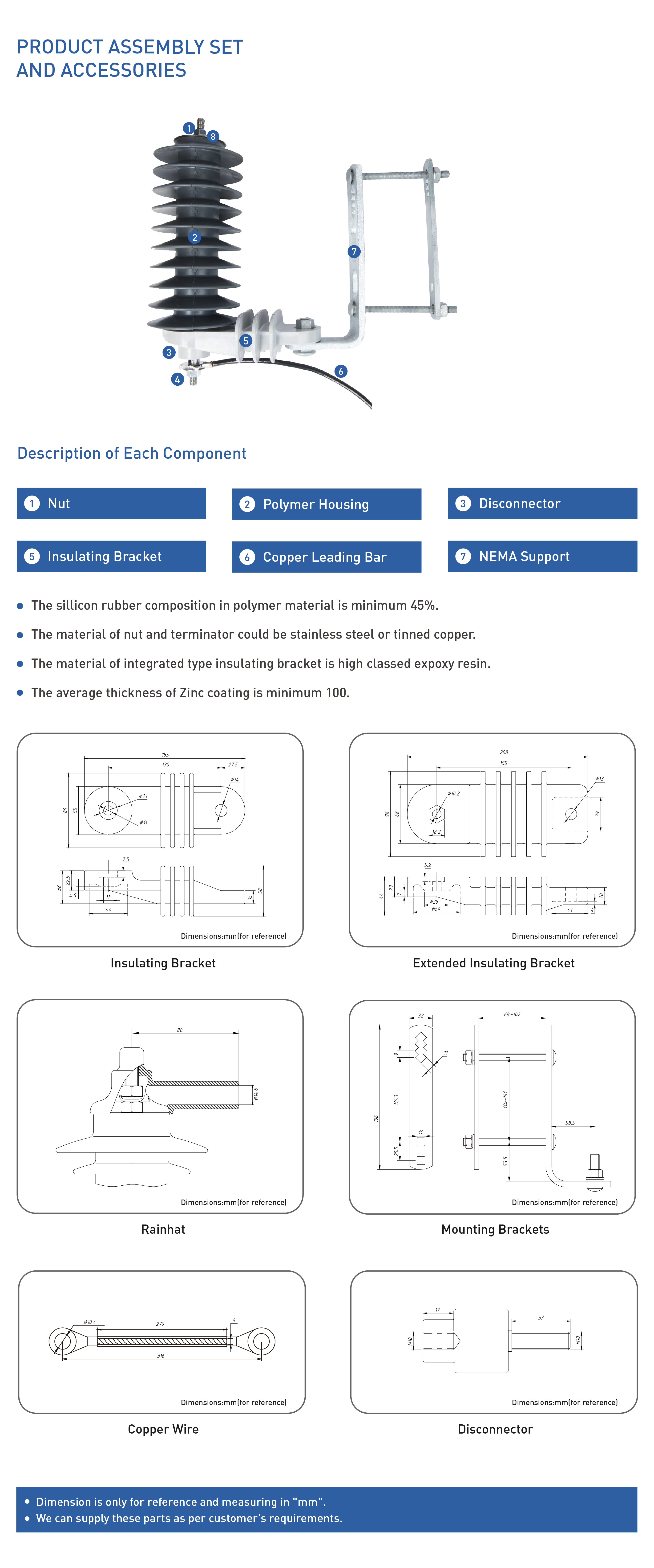 NEMA Mounting Brackets for Surge Arrester GreenGrid VCM